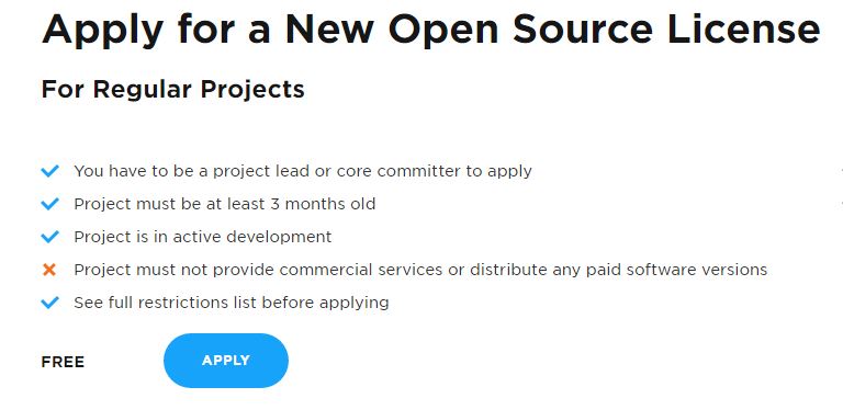 требования к проекту opensource JetBrains